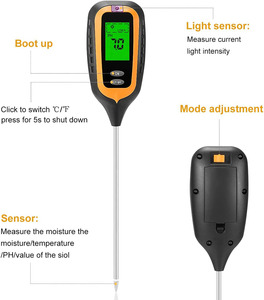 Upgrade Vier In Één Digitale Ph-Meter-Tuinbouwgereedschap Bodemvochtmonitor Met Lcd-Display-Temperatuur Zonlicht Tester - Product Image 5