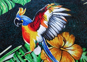 Directo de fábrica personalizado colorido pájaro azul vidrio mosaico loro Mural mosaico <span class=keywords><strong>azulejo</strong></span> - Product Image 4