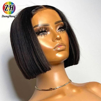 Peluca Bob Corta Sin Pegamento de Cabello Humano Natural Vietnamita Liso Extremo con Cierre de Encaje 4x4 de Doble Trama Súper Grado 12A