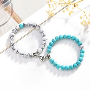 Pulsera Magnética Unisex para Parejas con Turquesa Natural, Diamantes, Cuentas, Perlas, Ágata, Estilo Religioso - Product Image 4
