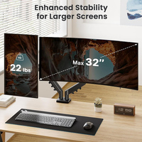 Bras de moniteur double assisté par ressort rentable 17 "-32" support de support de moniteur double à montage VESA pour ordinateur