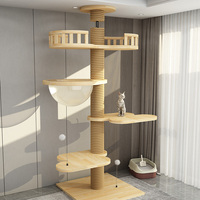 Rak Panjat Kucing Modern Klasik dari Kayu Solid Skala Besar dan Produk Bergaya Menara, Dikemas dalam Karton untuk Kustomisasi Grosir