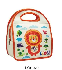 定制印花氯丁橡胶午餐袋狮子儿童保温袋非常适合包装儿童男女学校旅行的冷热零食