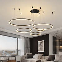 Lustre moderne en fer doré, noir et blanc, à anneaux, luminaire suspendu de plafond à incandescence, certifié ETL, 85-265V, pour décoration intérieure et îlots de cuisine