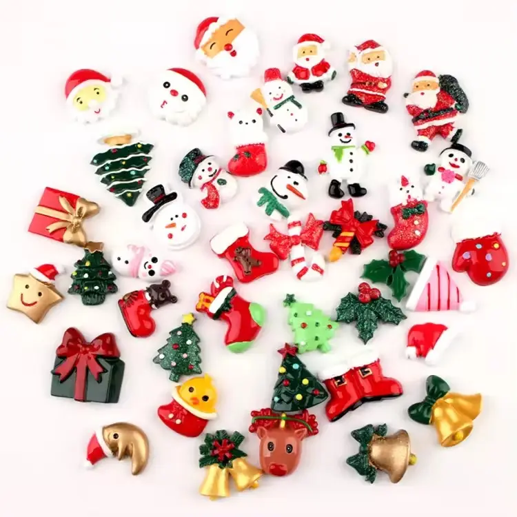 طلاء يدوي الأعلى مبيعاً زينة عيد الميلاد متنوع التصميمات المتنوعة طراز كابوشون مناسب للجزء الخلفي من الراتنج لتقديم الهدايا التذكارية