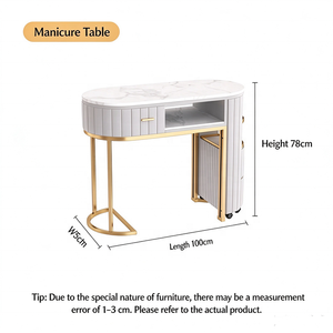 Table de manucure de luxe en marbre, collection 2025, pour salon de manucure - Product Image 2