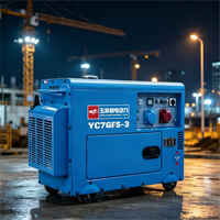 Générateur diesel silencieux Yuchai 7 kW YC7GFS-3 à châssis ouvert, monophasé 230 V, insonorisé, avec démarrage électrique