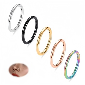 Pendientes de Aro Abierto Sin Costuras de Acero Inoxidable, Multicolor, 316L, Joyería, Accesorio para Piercing de Nariz y Labio - Product Image 1