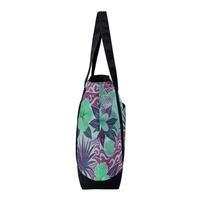 Sac de shopping en toile personnalisé à imprimé floral Hibiscus des Fidji avec fermeture éclair et longues poignées de transport