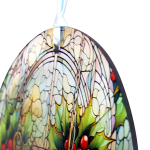 Adorno de Vidrio Estilo Art Deco con Campana Navideña y Lazo Rojo para Colgar en la Ventana, Decoración Navideña para Árbol de Navidad, 16 cm - Product Image 6
