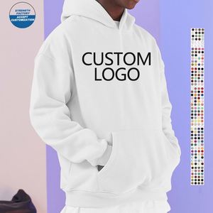380 - 600 Gsm blanc à capuche coton personnalisé hommes vêtements Street Wear polaire unisexe blancs surdimensionné hommes sweats à capuche et sweat-shirts - Product Image 1
