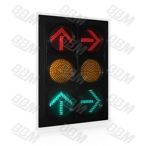 إشارة مرور LED بقطر 300 مم بعدسة شفافة، مع كرة حمراء وصفراء وسهم للانعطاف لليمين، تصنيف المتجر: ممتاز - Product Image 1