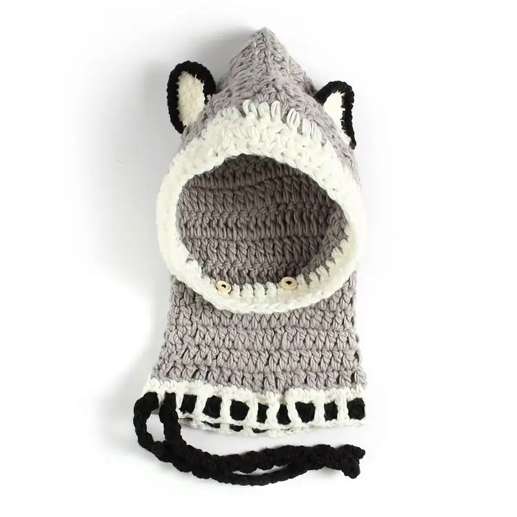 Warm Beanie Woolen for Baby Boys Girls Winter Hats Child'S Earflap Bun Hat Warm Pom Fox Knit Hat Handmade Kids Cute Cap