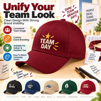 Casquette de baseball promotionnelle avec logo personnalisé, 6 panneaux, visière incurvée, cadeau d'équipe pour événement d'entreprise, vente en gros