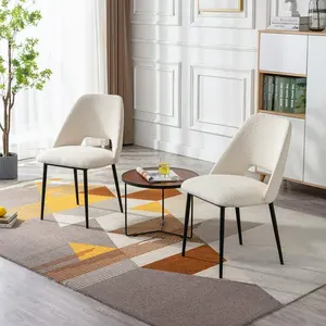 Nordic Velvet Kitchen Restaurant Furniture Teddy Dinning Room Table Chair Modern Luxury White Boucle Dining Chair