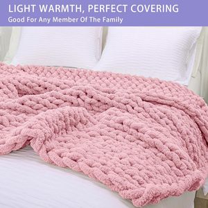 Chunky Knit Big Soft Thick Yarn Knit <strong>Throw</strong> Eco-friendly 100% Hand Knitted Chenille Blanket - Product Image 6