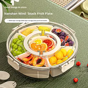 Boîte à collations domestique portable Assiette à fruits rotative à six compartiments Techniques d'injection de plateau de nourriture en plastique scellé étanche à l'<span class=keywords><strong>humidité</strong></span> - Product Image 2