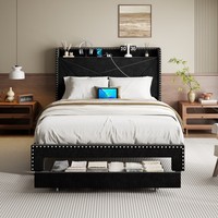 Langlebiges Modernes Luxus-Softbett mit Doppel-Aufbewahrungsschubladen und Integriertem USB-Anschluss mit Verstellbarem Kopfteil für Apartments