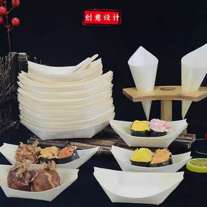 100 pcs/बैग 6 इंच अनुकूलन लोगो डिस्पोजेबल लकड़ी की नावों रेस्तरां पर्यावरण के अनुकूल, स्वच्छ और अपमानजनक - Product Image 3