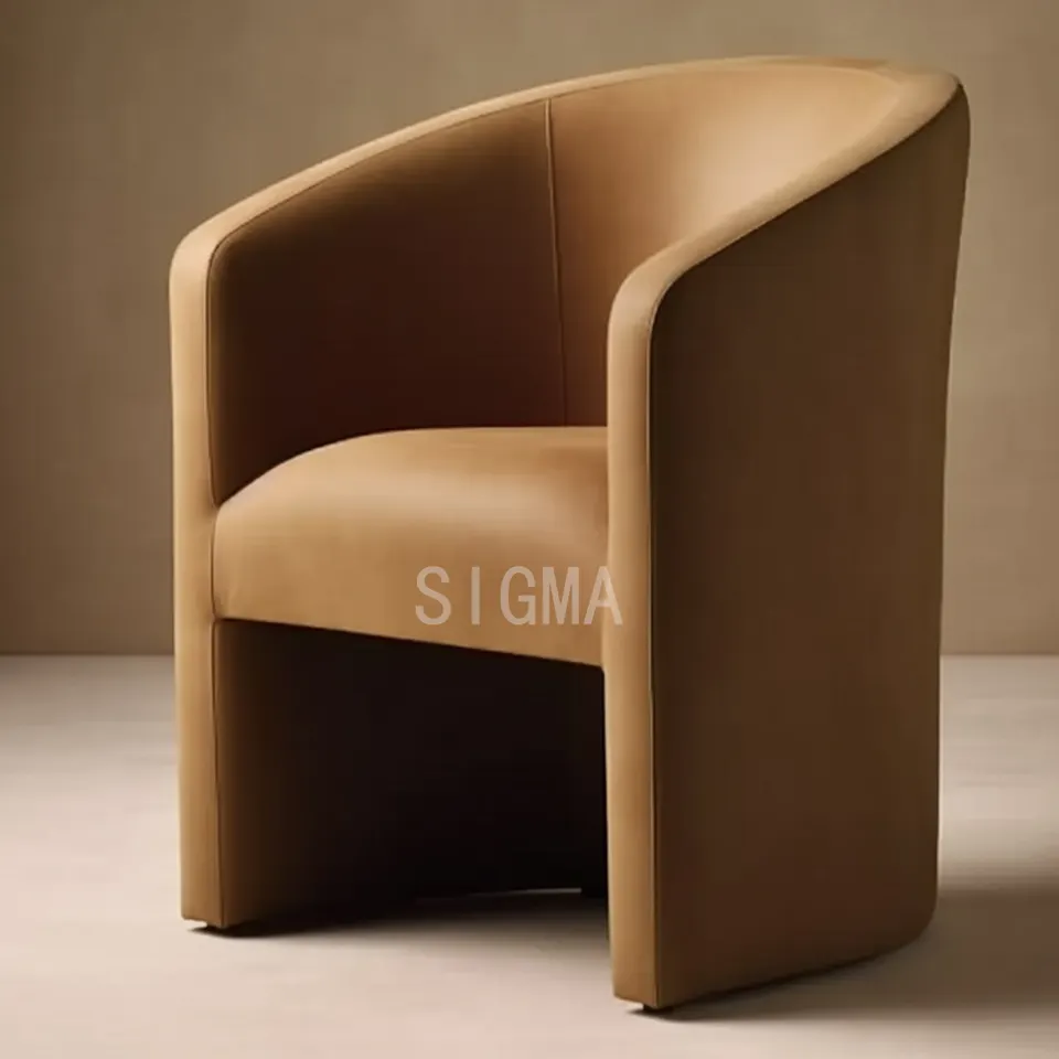 Hot Sale Leisure Armchair Modern Backrest White Fabric Wood Dining Chair
