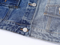 Vestes en jean déchirées personnalisées pour femmes, coupe courte tendance, style décontracté, techniques de lavage pour l'automne et l'hiver