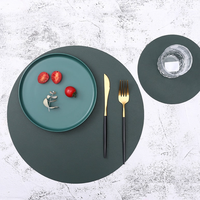 Ensemble de sets de table et sous-verres ronds en cuir PU moderne YY, décoration de table pour la maison, sets de table, sous-verres