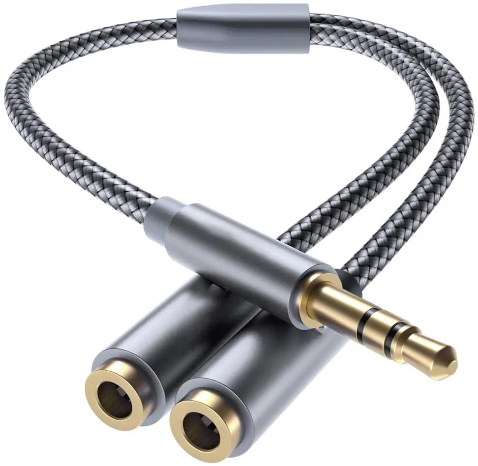 Zinc alloy 3.5 mm Headset Microphone Y Splitter 1 Male to 2 Female 3.5mm male to dual port Jack Audio Splitter Adapter Cable