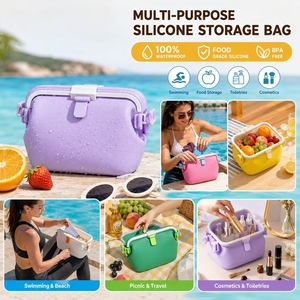 Sac de rangement pliable en silicone YC, étanche, sans BPA, avec fermeture à clip, pour la plage, les voyages et les articles de toilette - Product Image 1