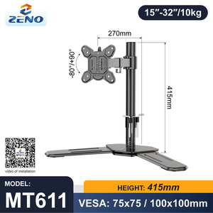 Giá đỡ màn hình kép hạng nặng, thép cán nguội, tải 10kg, xoay 360 °, giá đỡ màn hình tiết kiệm không gian với VESA 75x75/100x100mm - Product Image 6