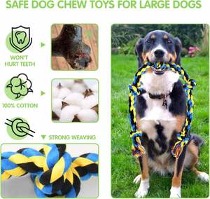 Cuerda de Juguete para Perros Tejida Sostenible, Ecológica, con Asa de Tela y Pelota Resistente a la Abrasión - Product Image 2