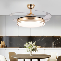 Ventilateur de plafond encastré 6 vitesses 42 pouces ventilateur de lustre de lumière avec pales rétractables