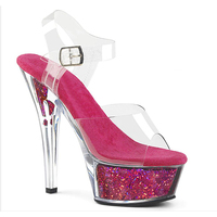 Sandal Bling 15cm bubuk Flash gadis tiang sepatu dansa model gaun penuh sandal Platform 6 inci pesta Catwalk seksi Fetish pengantin