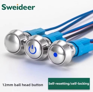 Solvay 12Mm Bóng Đầu Điểm Duy Nhất Kim Loại Nút Chuyển Đổi Không Thấm Nước Nhỏ Chuyển Đổi Với Ánh Sáng 12-24V Tự Khóa Thông Tư - Product Image 2