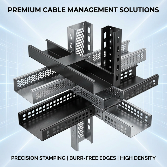 Vertical Cable Organizer CNC Laser Cut Steel High-Density Modular Design Enterprise Server Rack Rapid Prototyping