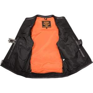Gilet en cuir Cool-Tec pour homme, noir, fermeture éclair sur le devant, extensible sur les côtés, pour la moto et les courses automobiles - MLM3502 - Product Image 6
