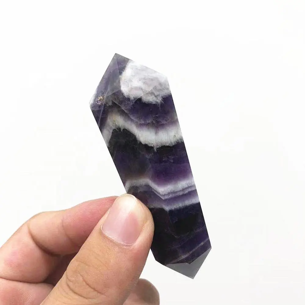 Pointe d'améthyste, cristal de rêve en quartz naturel, Double extrémité