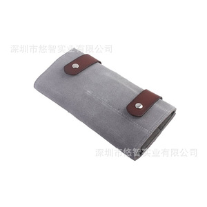 Leather hairdressing scissors <b>tool</b> storage <b>bag</b>, multi-functional <b>tool</b> <b>bag</b> with leather sheath, foldable storage <b>roll</b>. - Product Image 1