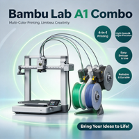 Imprimante 3D FDM couleur de bureau AMS à grande vitesse avec nivellement automatique, multi-matériaux, petite imprimante 3D de studio pour artisanat Bambu Lab A1 Combo