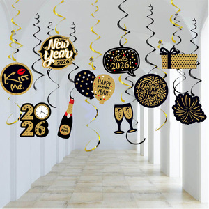 2026 fiesta de año nuevo remolinos colgantes Hello 2026 decoraciones temáticas de vacaciones Feliz Año Nuevo suministros para fiestas de graduación - Product Image 6