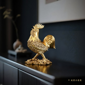 Figura de Gallo de Latón Copper World, Hecha a Mano, Forma de Animal Dorado, Decoración de Escritorio de Oficina, Regalo de Año Nuevo Chino - Product Image 3