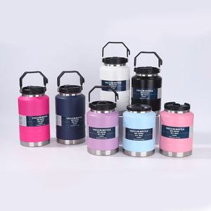 Premium 2000ml Insulated Stainless Steel Sports Water Bottle Wide Mouth <b>with</b> Flip <b>Straw</b> Lid Handle Perfect for Gym Travel Outdoo - Product Image 1