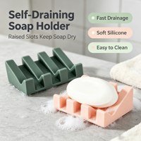 Porte-savon en silicone personnalisé incliné à drainage rapide, antidérapant, pour comptoir de salle de bain et cuisine