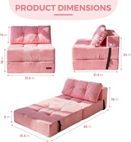 Canapé-lit convertible contemporain en velours côtelé avec mousse de soutien haute densité, portable 4-en-1, chaise pliante pour salon