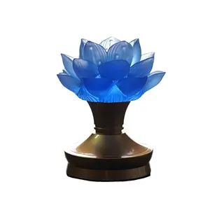 Wholesale direct sales of LED electronic swing lights blue glazed lotus Buddha lights for use in homes/temples