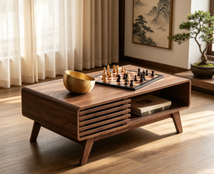 Mesa de Centro Convertible de Madera Estilo Moderno de Mediados de Siglo con Almacenamiento para Sala de Estar, Apartamento, Muebles para el Hogar - Product Image 1