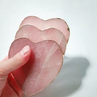 Accessoires de bar de qualité pour la décoration de la maison, sous-verres en quartz rose en gros, plateau à thé avec bordure plaquée