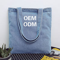 Sac fourre-tout en jean personnalisé avec logo, réutilisable, grande capacité, pour femmes, shopping, voyage, université, mode, usage commercial