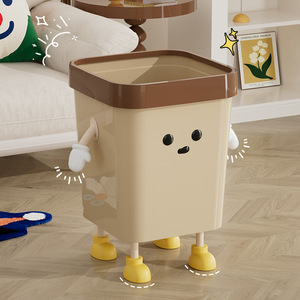 Square Waste <b>Bin</b> With Lid And Feet For Living Room Bathroom Indoor Use - Product Image 2