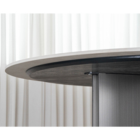 Table à manger ronde moderne en pierre frittée avec plateau tournant Lazy Susan et base métallique pour la maison, la villa ou la salle à manger
