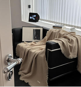 Sofá suave de alta calidad, ropa de cama, viaje, Hotel, oficina, Color sólido, 100% algodón, borlas, manta tejida para regalo - Product Image 3